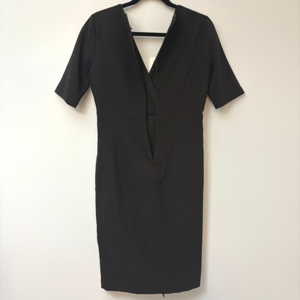 Maggy London V-Neck Ruffle Sheath Dress Women's Black - US 2 - Picture 6 of 8
